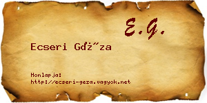 Ecseri Géza névjegykártya