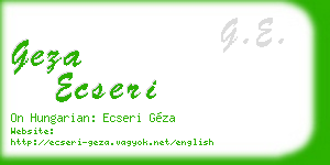 geza ecseri business card